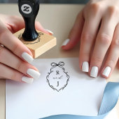 Chic Hand Getrokken Bow & Ribbon Monogram Crest Rubberstempel
