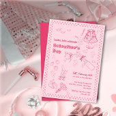 Chic Hand getrokken Champagne Galentine's Day Part Kaart