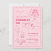 Chic Hand getrokken Champagne Galentine's Day Part Kaart (Voorkant)