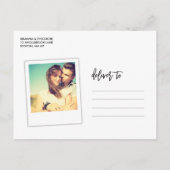 Chic Hand heeft sparen de Datum Foto Collage gedru Aankondigingskaart (Achterkant)