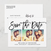 Chic Hand heeft sparen de Datum Foto Collage gedru Aankondigingskaart (Voorkant / Achterkant)