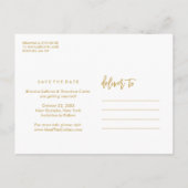 Chic Hand heeft sparen de Datum Foto Collage gedru Aankondigingskaart (Achterkant)