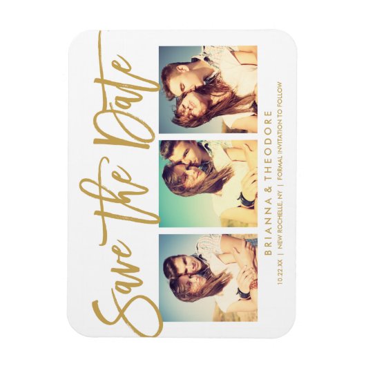 Chic Hand heeft sparen de Datum Foto Collage gedru Magneet (Verticaal)