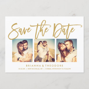 Chic Hand heeft sparen de Datum Foto Collage gedru Save The Date