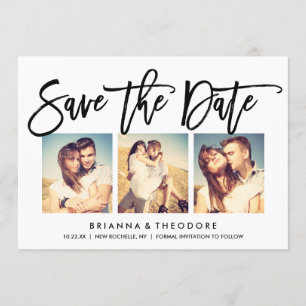 Chic Hand heeft sparen de Datum Foto Collage gedru Save The Date