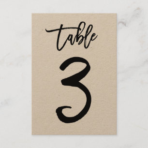 Chic Hand Letter Kraft Table Number Kaart   Tabel 