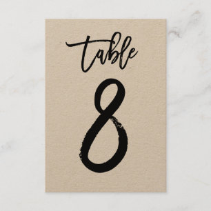 Chic Hand Letter Kraft Table Number Kaart   Tabel 
