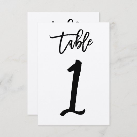 Chic Hand Letter Kraft Table Number Kaart | Tabel (Voorkant / Achterkant)