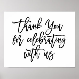 Chic Hand Letterde Bedankt voor het feestteken Poster