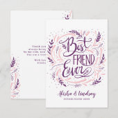 Chic Hand Letterde Beste Vriend ooit Gepersonalise Bedankkaart (Voorkant / Achterkant)