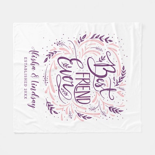 Chic Hand Letterde Beste Vriend ooit Gepersonalise Fleece Deken (Voorkant (Horizontaal))