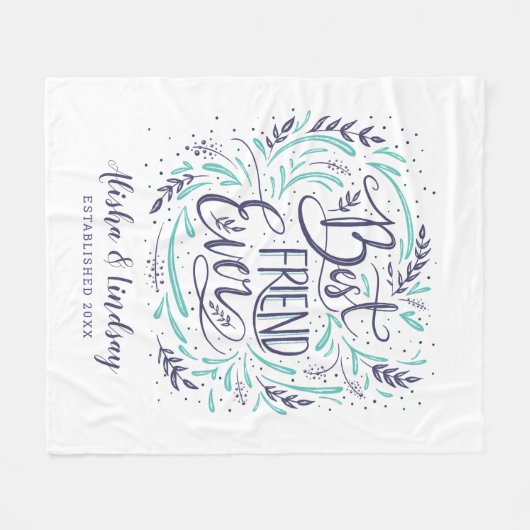 Chic Hand Letterde Beste Vriend ooit Gepersonalise Fleece Deken (Voorkant (Horizontaal))