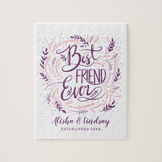 Chic Hand Letterde Beste Vriend ooit Gepersonalise Legpuzzel (Verticaal)