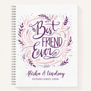 Chic Hand Letterde Beste Vriend ooit Gepersonalise Notitieboek