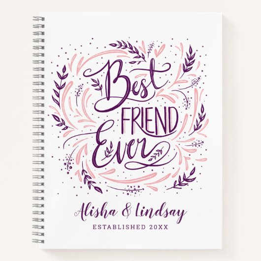 Chic Hand Letterde Beste Vriend ooit Gepersonalise Notitieboek (Voorkant)