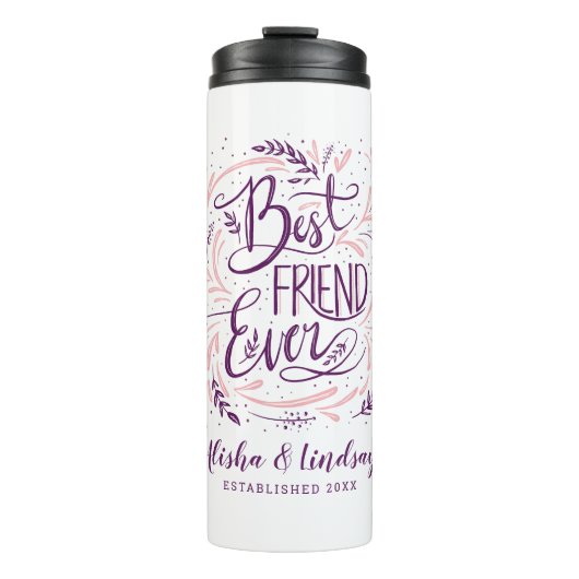Chic Hand Letterde Beste Vriend ooit Gepersonalise Thermosbeker (Voorkant)