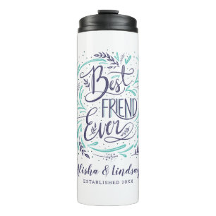 Chic Hand Letterde Beste Vriend ooit Gepersonalise Thermosbeker