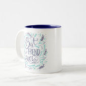Chic Hand Letterde Beste Vriend ooit Gepersonalise Tweekleurige Koffiemok (Voorkant links)