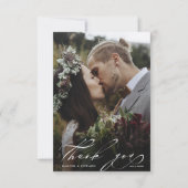 Chic Hand Lettered 2 Photo Wedding Bedankkaart (Voorkant)