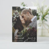 Chic Hand Lettered 2 Photo Wedding Bedankkaart (Staand voorkant)