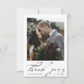 Chic Hand Lettered 2 Photo Wedding Bedankkaart (Voorkant)