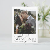 Chic Hand Lettered 2 Photo Wedding Bedankkaart (Staand voorkant)