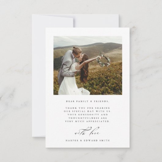 Chic Hand Lettered 2 Photo Wedding Bedankkaart (Achterkant)