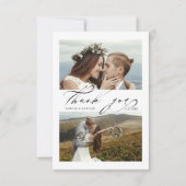 Chic Hand Lettered 3 Photo Wedding Bedankkaart (Voorkant)