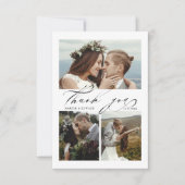 Chic Hand Lettered 4 Photo Wedding Bedankkaart (Voorkant)