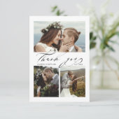 Chic Hand Lettered 4 Photo Wedding Bedankkaart (Staand voorkant)
