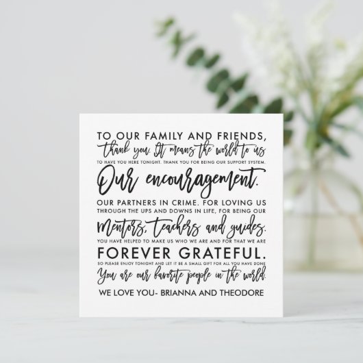 Chic Hand Lettered Bedankt Bericht (Staand voorkant)