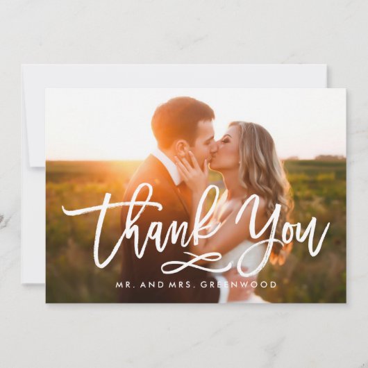 Chic Hand Lettered Bedankt Foto (Voorkant)