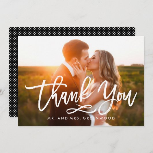 Chic Hand Lettered Bedankt Foto (Voorkant / Achterkant)