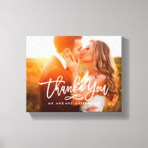 Chic Hand Lettered Bedankt Foto Canvas Afdruk