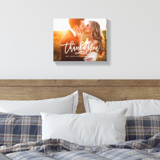 Chic Hand Lettered Bedankt Foto Canvas Afdruk (Insitu (Slaapkamer))