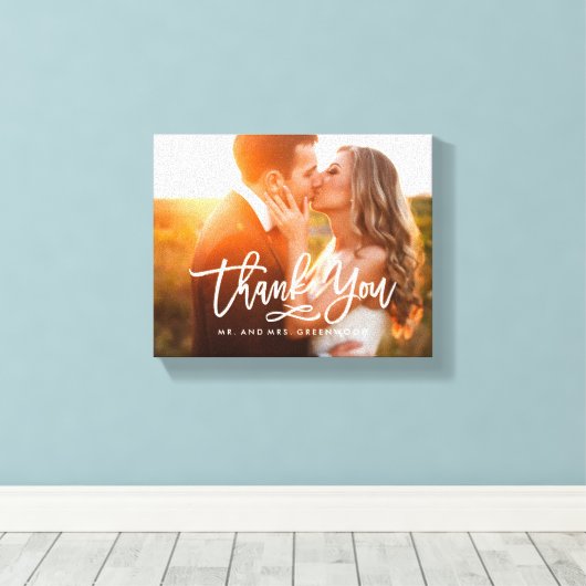 Chic Hand Lettered Bedankt Foto Canvas Afdruk (Insitu (Houten vloer))