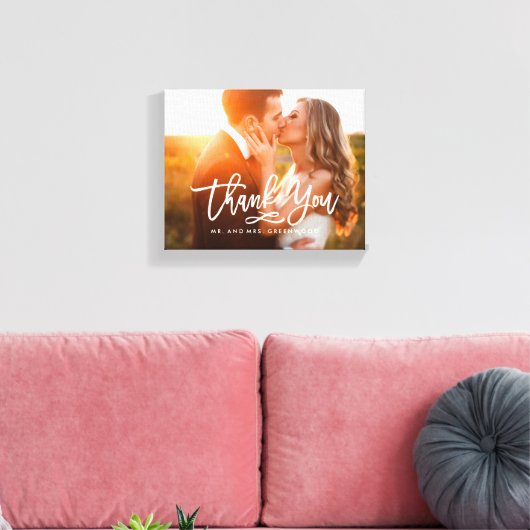 Chic Hand Lettered Bedankt Foto Canvas Afdruk (Insitu (Woonkamer))