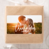 Chic Hand Lettered Bedankt Foto Etiket (Insitu)