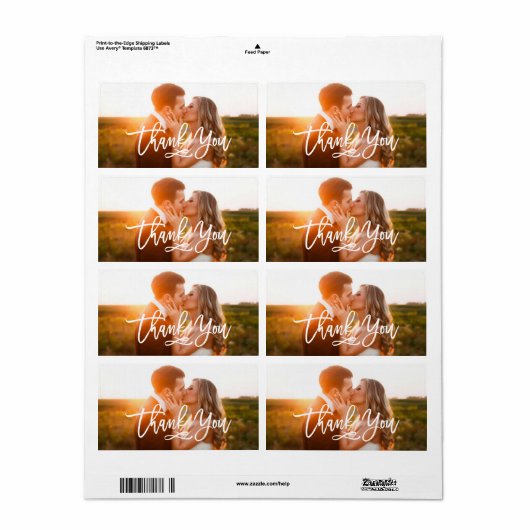 Chic Hand Lettered Bedankt Foto Etiket (Full Sheet)