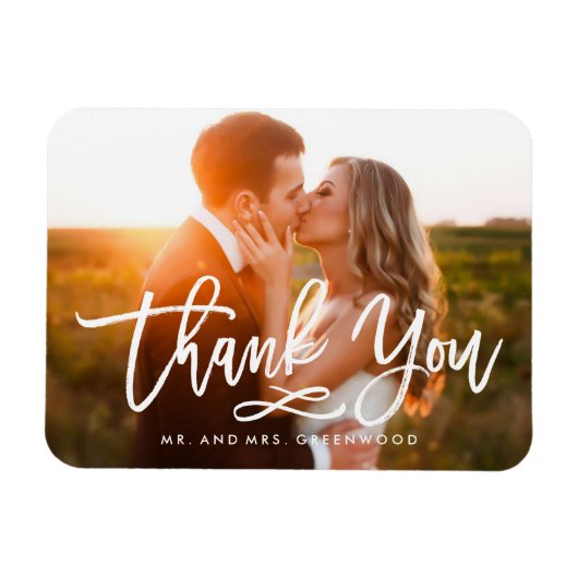 Chic Hand Lettered Bedankt Foto Magneet (Horizontaal)