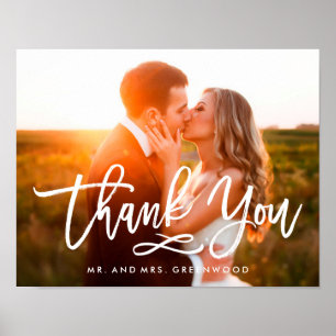 Chic Hand Lettered Bedankt Foto Poster