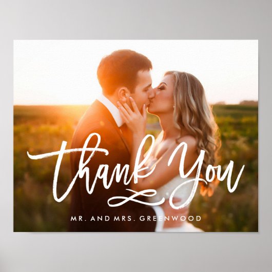 Chic Hand Lettered Bedankt Foto Poster (Voorkant)