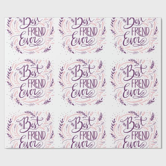 Chic Hand Lettered Beste Vriend Ooit Typografie Cadeaupapier (Vlak)