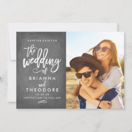 Chic Hand Lettered Chalkboard sparen de Foto van d Save The Date