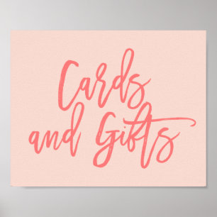 Chic Hand Lettered Coral Kaarten en het Teken van  Poster