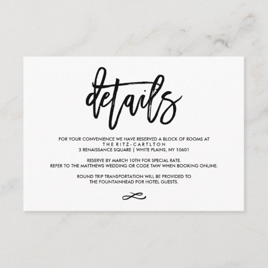 Chic Hand Lettered de Kaart van de Details van de  (Voorkant)