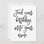 Chic Hand Lettered Find Your Birthday, Kaart (Voorkant)
