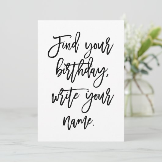 Chic Hand Lettered Find Your Birthday, Kaart (Staand voorkant)