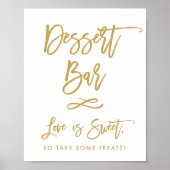 Chic Hand Lettered Gold Dessert Bar Poster (Voorkant)