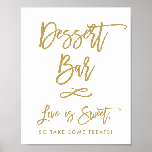 Chic Hand Lettered Gold Dessert Bar Poster (Voorkant)